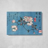 Cherry Blossoms Woodblock Print by Utagawa Hiroshige - single-panel canvas displayed above a console table