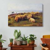 Child Resting in a Meadow - single-panel canvas displayed above a console table