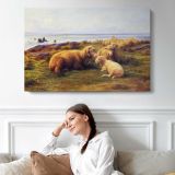 Child Resting in a Meadow - single-panel canvas displayed above a sofa
