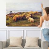 Child Resting in a Meadow - single-panel canvas shown with a person for scale