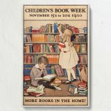 Children's Book Week 1920 - Kids Picking Books Illustration By Jessie Willcox Smith canvas wall art - Image 7