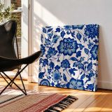 Chinoiserie blue seamless pattern flower background, ethnic Asian flower graphic — room mockup view 2