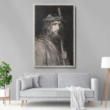 Christ Crowned with Thorns - Dark Etching of Jesus with Reed By Carl Bloch canvas wall art - Image 5