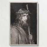 Christ Crowned with Thorns - Dark Etching of Jesus with Reed By Carl Bloch canvas wall art - Image 7