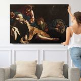 Christ in the Garden by Caravaggio - single-panel canvas shown with a person for scale