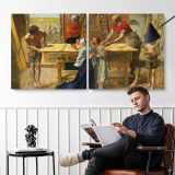 Christ in the House of His Parents by John Everett Millais — two-panel canvas arrangement in a room
