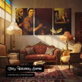 Christ in the House of Martha and Mary by Diego Velazquez — multi-panel canvas in a warmly lit lounge