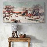 Christmas Eve by Hoover & Son — single-panel canvas above a console table