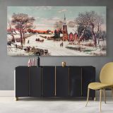 Christmas Eve by Hoover & Son — single-panel canvas above a sideboard