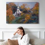 Church-bells by Daniel Gerhartz - single-panel canvas displayed above a sofa