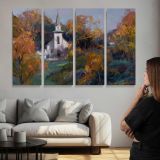 Church-bells by Daniel Gerhartz - multi-panel canvas displayed above a sofa