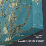Almond Blossom canvas texture and wrapped edge closeup