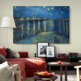 Starry Night Over the Rhone canvas wall art in room setting 6