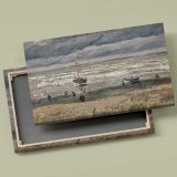 Beach at Scheveningen in Stormy Weather canvas front and rear frame view