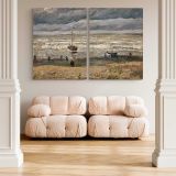 Beach at Scheveningen in Stormy Weather canvas wall art in room setting 5