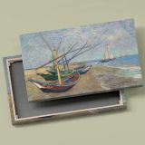 Fishing Boats on the Beach at Saintes Maries canvas front and rear frame view