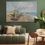 Fishing Boats on the Beach at Saintes Maries canvas wall art in room setting 4