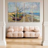 Fishing Boats on the Beach at Saintes Maries canvas wall art in room setting 5