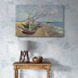 Fishing Boats on the Beach at Saintes Maries canvas wall art in room setting 6