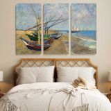 Fishing Boats on the Beach at Saintes Maries canvas wall art in room setting 7