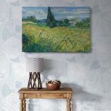 Green Wheat Field with Cypress canvas wall art in room setting 5