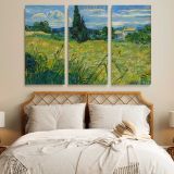 Green Wheat Field with Cypress canvas wall art in room setting 6