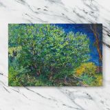 Lilac Bush canvas artwork displayed on a marble background