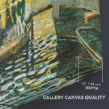 La Grenouillere canvas texture and wrapped edge closeup
