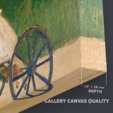 Jean Monet on His Hobby Horse canvas texture and wrapped edge closeup