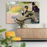 Camille Monet on a Garden Bench canvas wall art in room setting 6