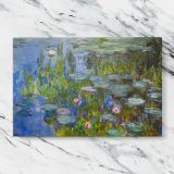 Water Lilies canvas artwork displayed on a marble background