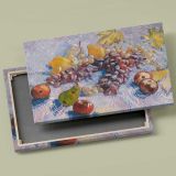 Grapes Lemons Pears and Apples canvas front and rear frame view