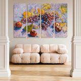 Grapes Lemons Pears and Apples canvas wall art in room setting 4