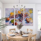 Grapes Lemons Pears and Apples canvas wall art in room setting 7
