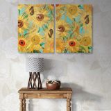 Sunflower Pattern Inspired by Van Gogh canvas wall art in room setting 5
