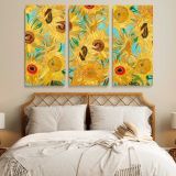 Sunflower Pattern Inspired by Van Gogh canvas wall art in room setting 6
