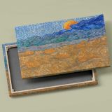 Landscape with Wheat Sheaves and Rising Moon canvas front and rear frame view
