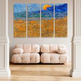 Landscape with Wheat Sheaves and Rising Moon canvas wall art in room setting 5