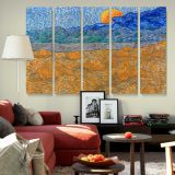 Landscape with Wheat Sheaves and Rising Moon canvas wall art in room setting 6