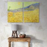 Wheatfield with a reaper canvas wall art in room setting 5