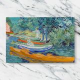Bank of the Oise at Auvers canvas artwork displayed on a marble background