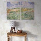 Wheat Fields beneath a Cloudy Sky canvas wall art in room setting 7