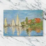 Regattas at Argenteuil canvas artwork displayed on a marble background