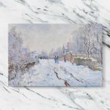 Snow at Argenteuil canvas artwork displayed on a marble background