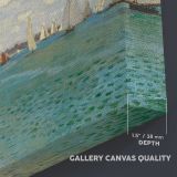 Regatta at Sainte Adresse canvas texture and wrapped edge closeup