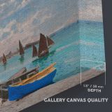 The Beach at Sainte Adresse canvas texture and wrapped edge closeup