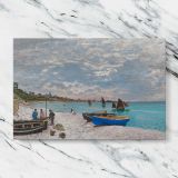 The Beach at Sainte Adresse canvas artwork displayed on a marble background