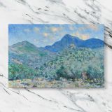 Valle Buona Near Bordighera canvas artwork displayed on a marble background