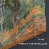The Bodmer Oak Fontainebleau Forest canvas texture and wrapped edge closeup