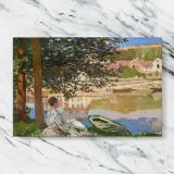 On the Bank of the Seine Bennecourt canvas artwork displayed on a marble background